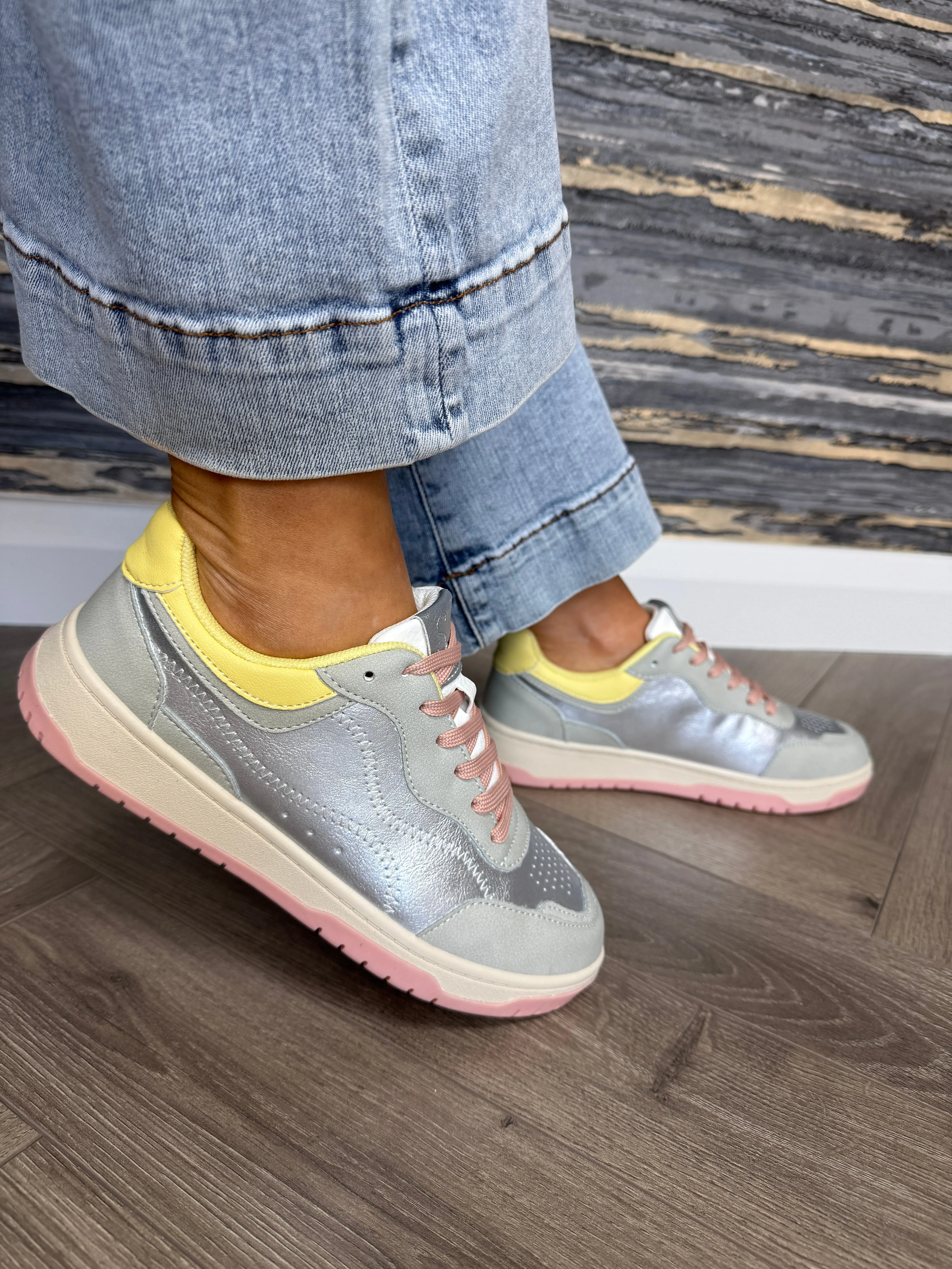 Safety Jogger Lace Up Metallic Trainer 627171 - LGR/SIL (SJ9)