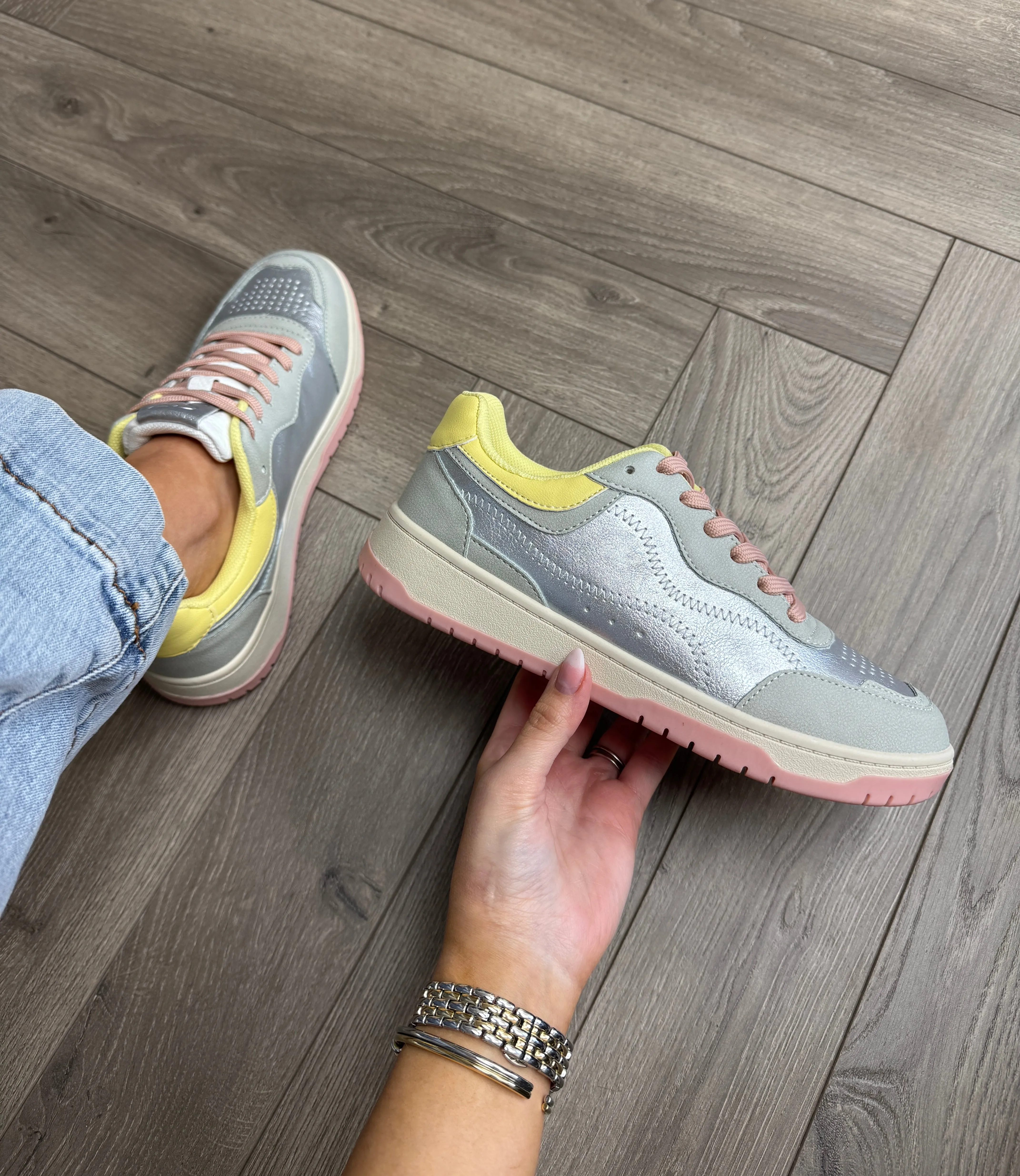Safety Jogger Lace Up Metallic Trainer 627171 - LGR/SIL (SJ9)