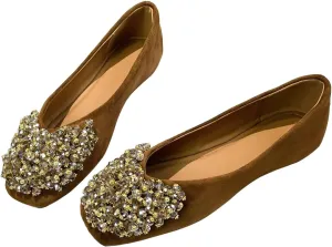 SAILING LU Womens Rhinestones Square Toe Ballet Flats Dressy Comfortable Flat Shoes Wedding Elegant Slip-Ons for Women