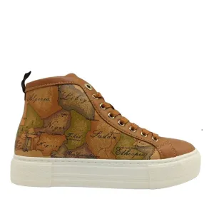 Scarpe Donna 1A Classe Alviero Martini Sneakers Alte color Cuoio e Dettagli Geo Classic 1297