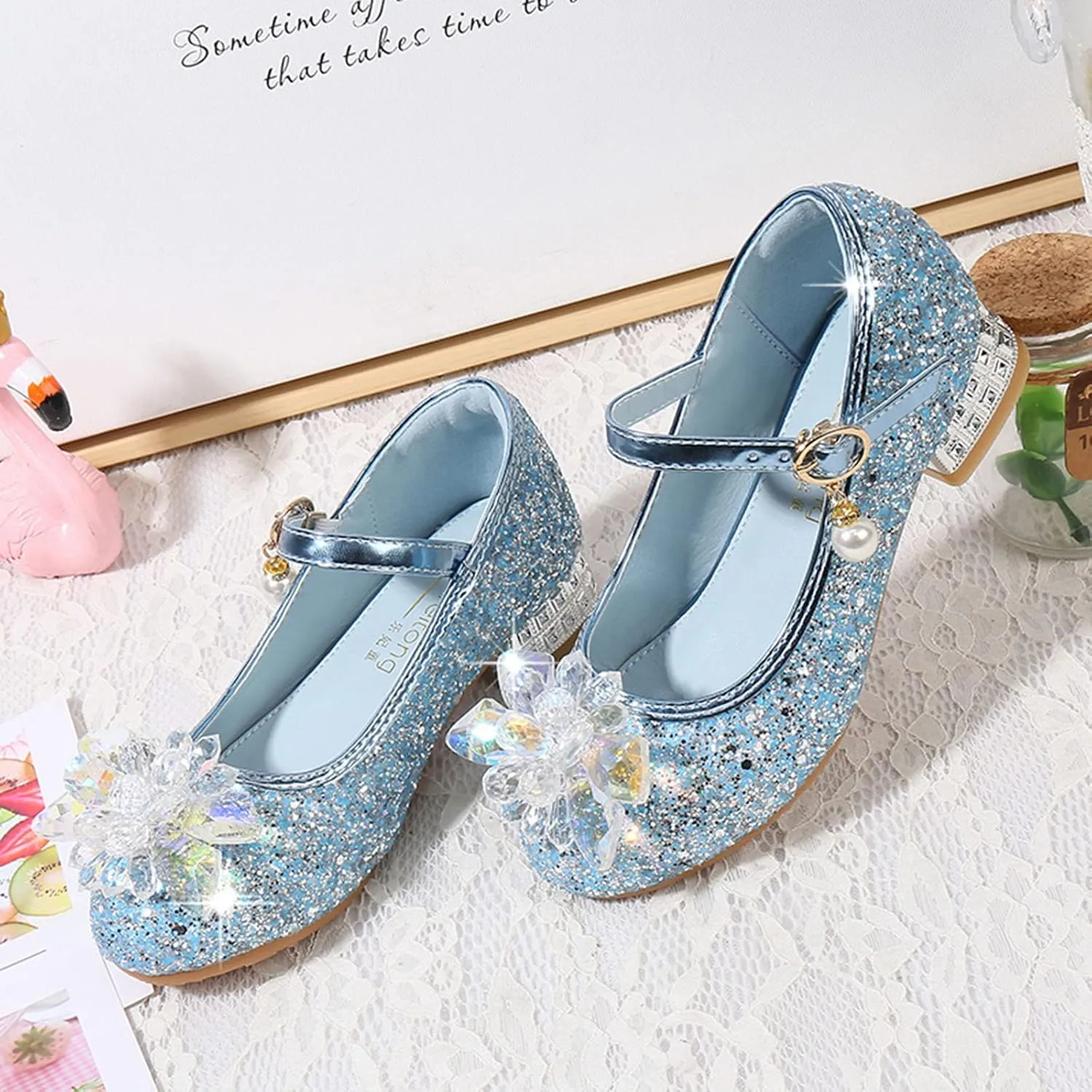 Shoes Low Heel for Girls Toddler Dress Shoes Cute Bowknot Sparkle Mary Jane Flower Girls Wedding Birthday Party Prom