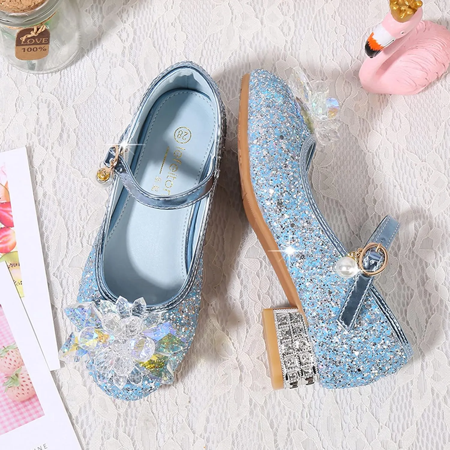 Shoes Low Heel for Girls Toddler Dress Shoes Cute Bowknot Sparkle Mary Jane Flower Girls Wedding Birthday Party Prom