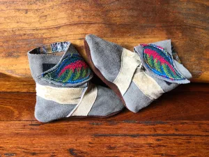 Size 23 Baby Ninja Boots - Grey and White Bright Leaf