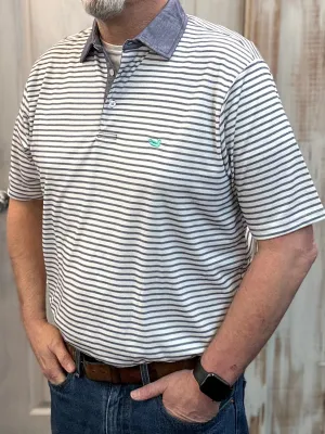 Southern Marsh Albany Flats Stripe Polo - Navy