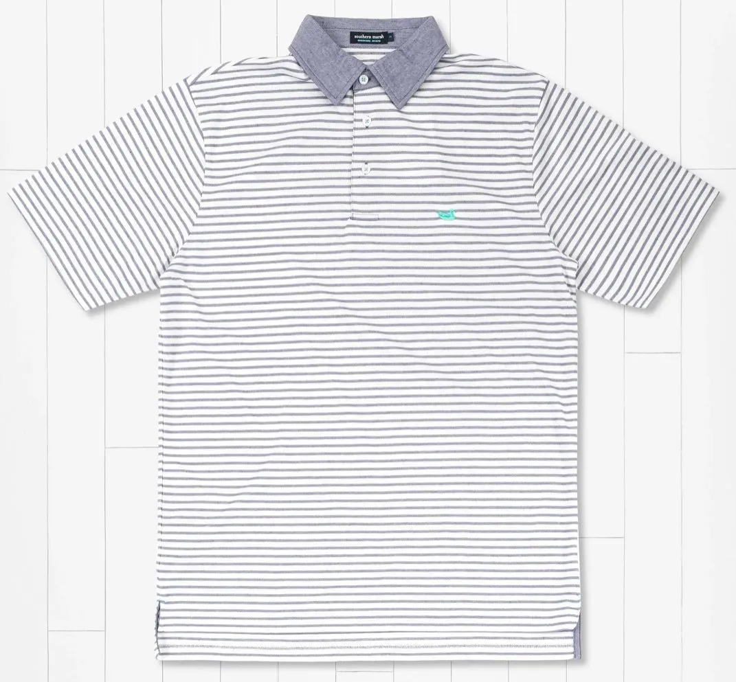 Southern Marsh Albany Flats Stripe Polo - Navy