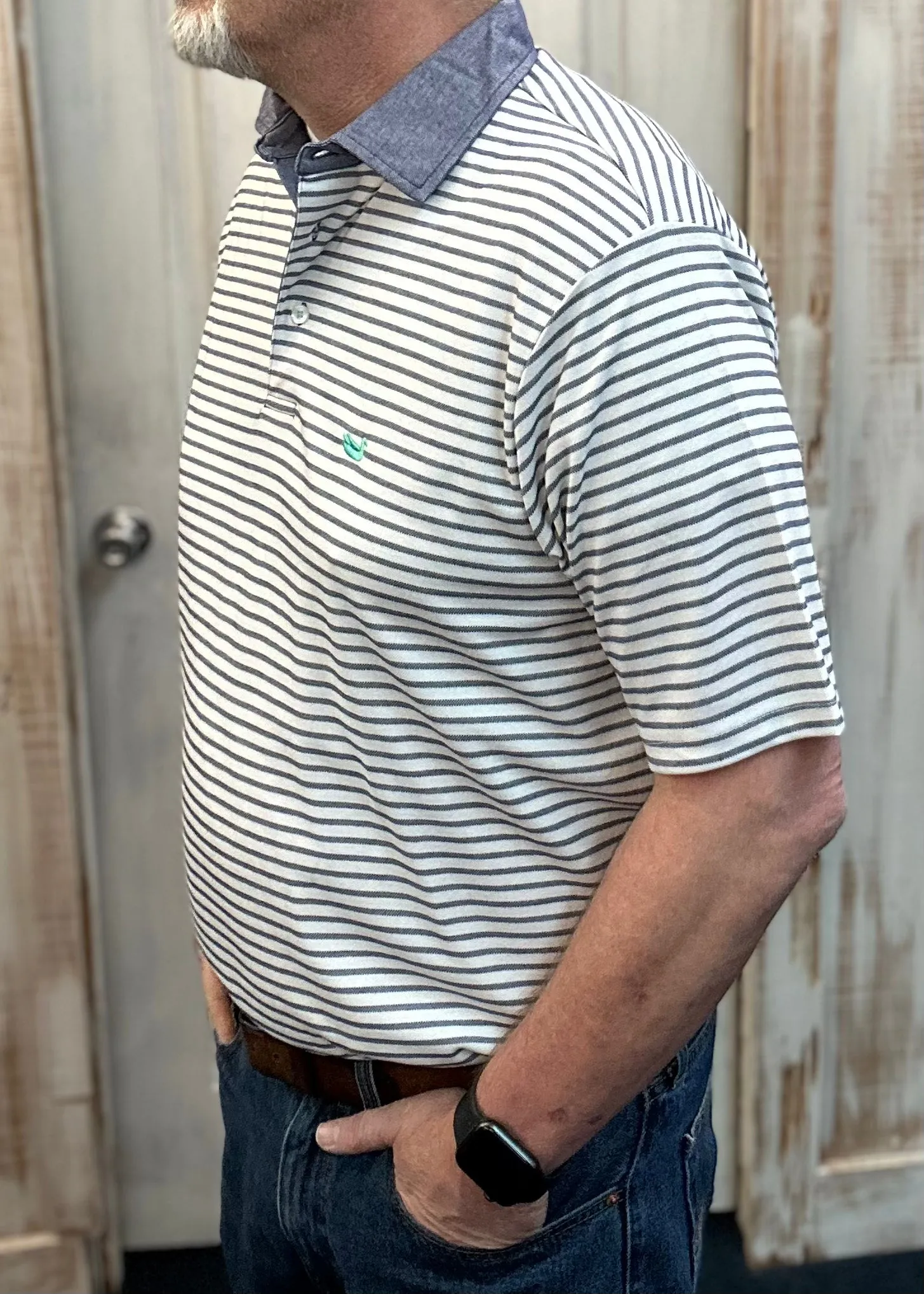 Southern Marsh Albany Flats Stripe Polo - Navy
