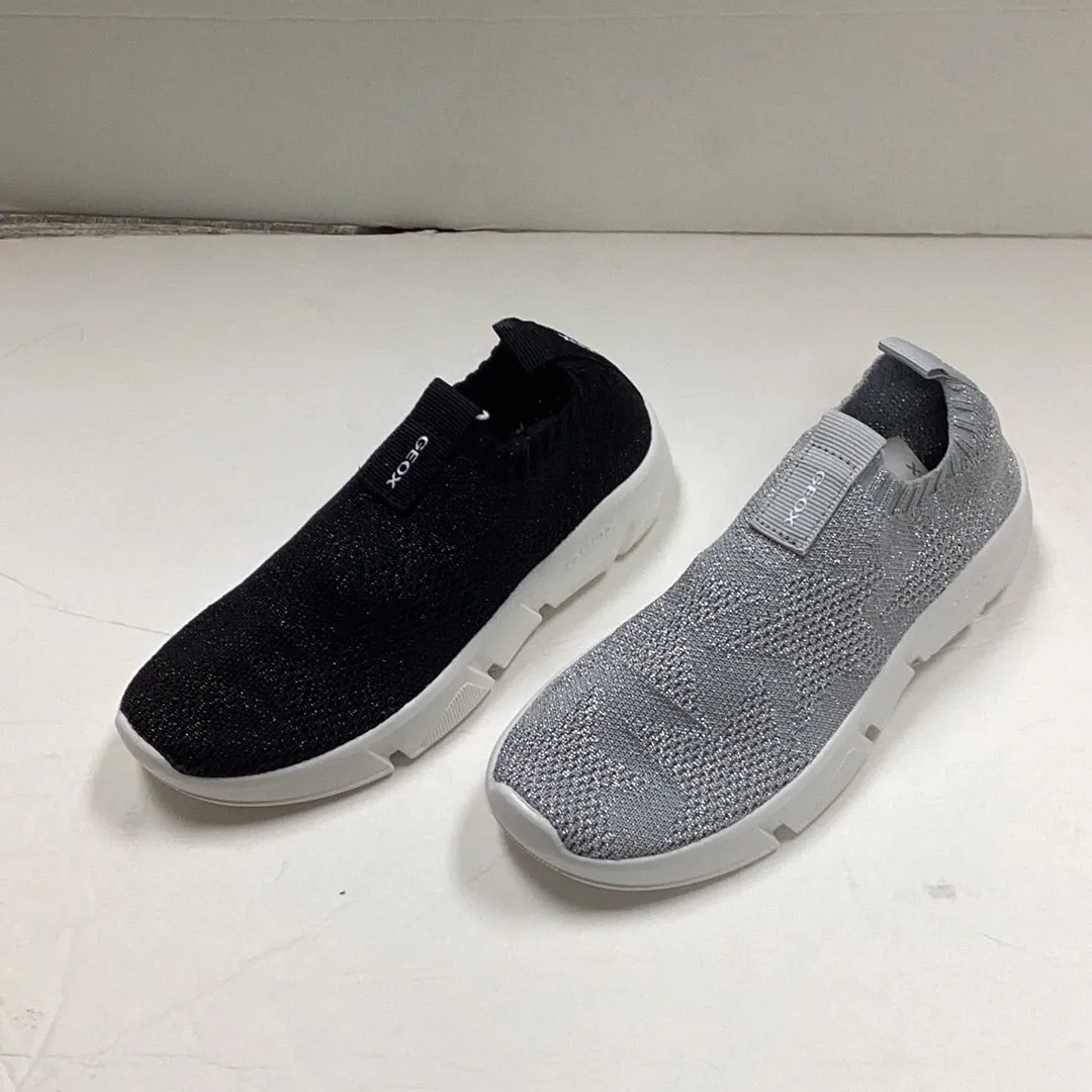 SP23 Geox J Aril Glittery Sock Sneaker