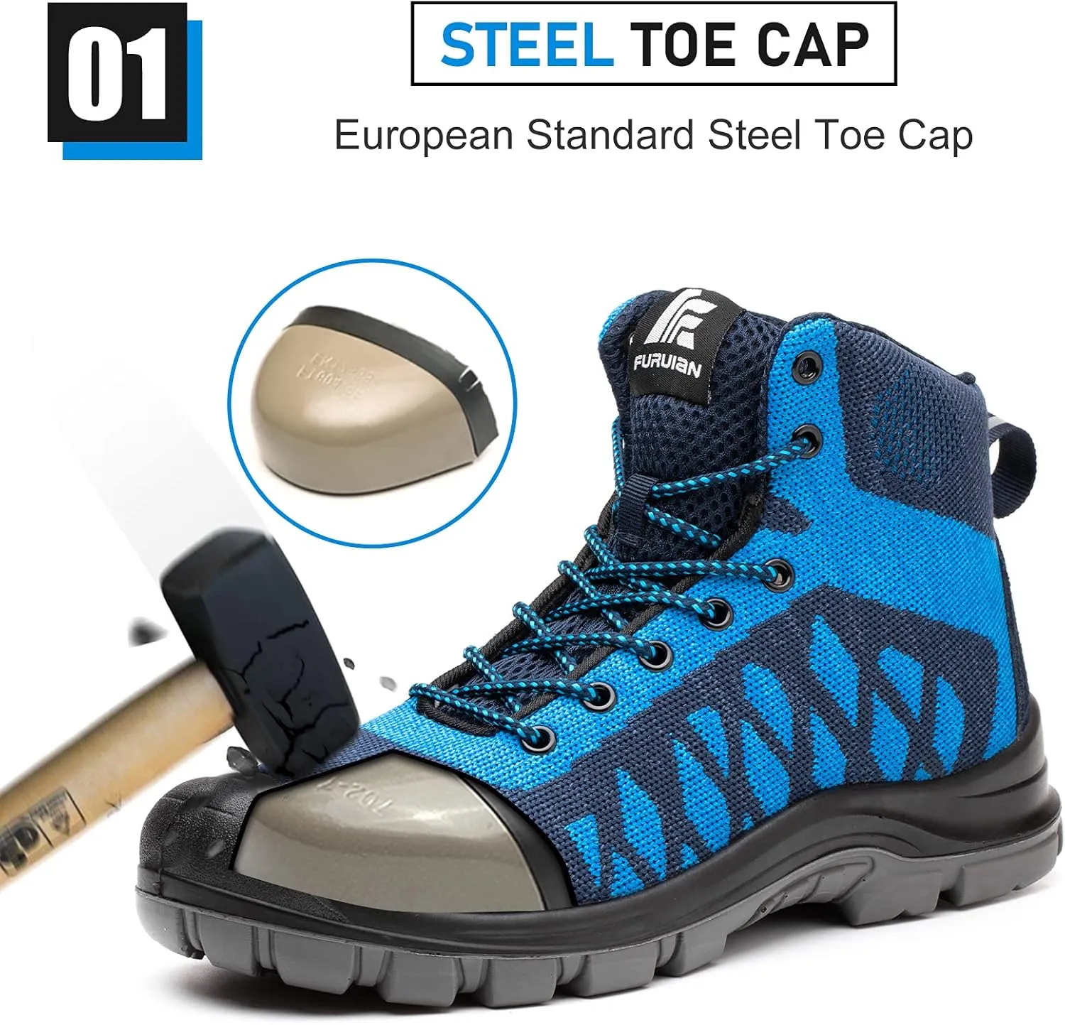 Steel Toe Shoes for Men Comfortable Safety Shoes Non Slip Steel Toe Sneaker