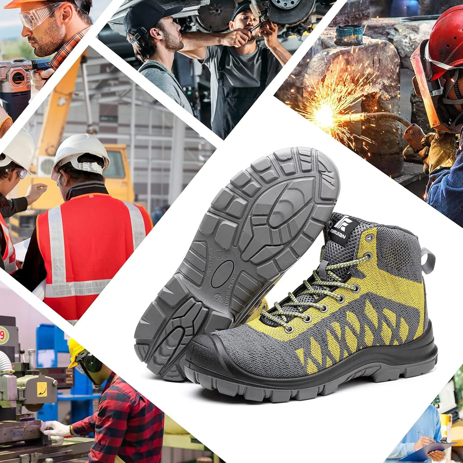Steel Toe Shoes for Men Comfortable Safety Shoes Non Slip Steel Toe Sneaker