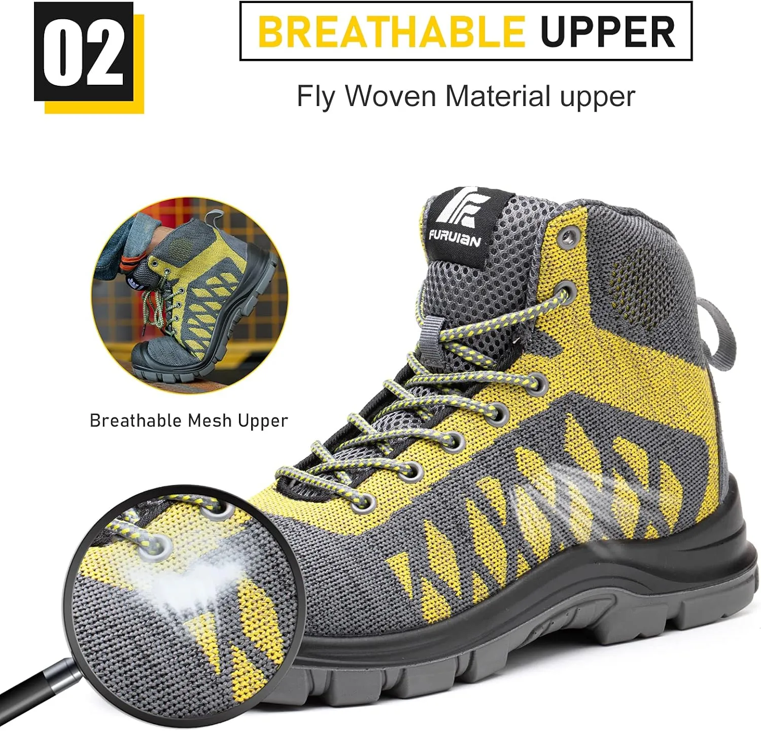 Steel Toe Shoes for Men Comfortable Safety Shoes Non Slip Steel Toe Sneaker