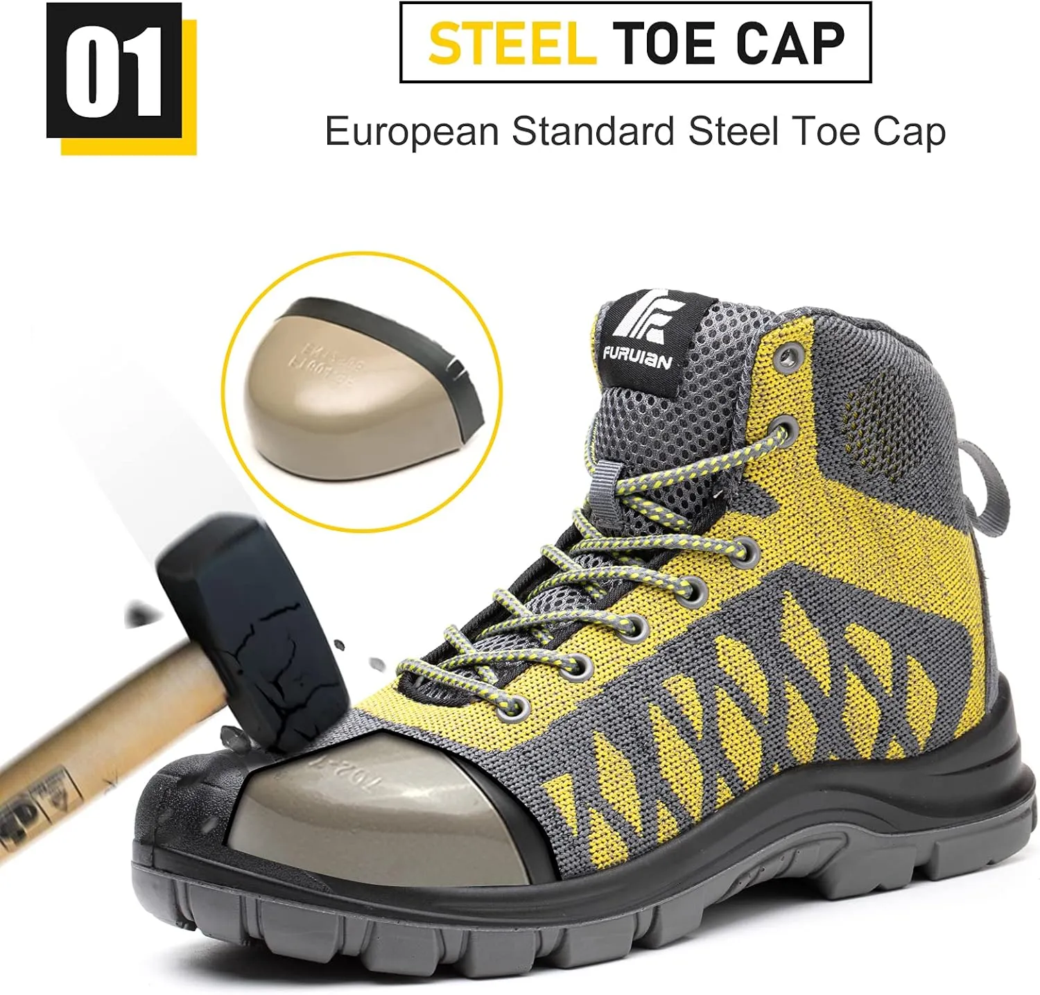 Steel Toe Shoes for Men Comfortable Safety Shoes Non Slip Steel Toe Sneaker