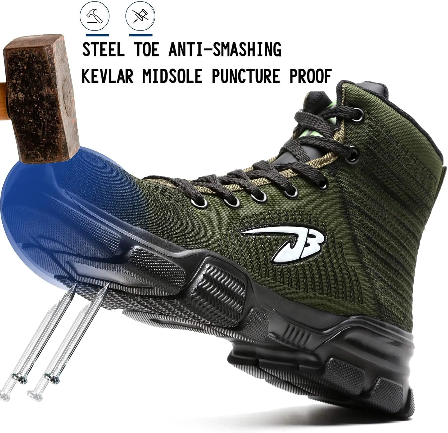 Steel Toe Work Boots for Men Women Lightweight Industrial & Construction Indestructible Safety Comfortable Shoes