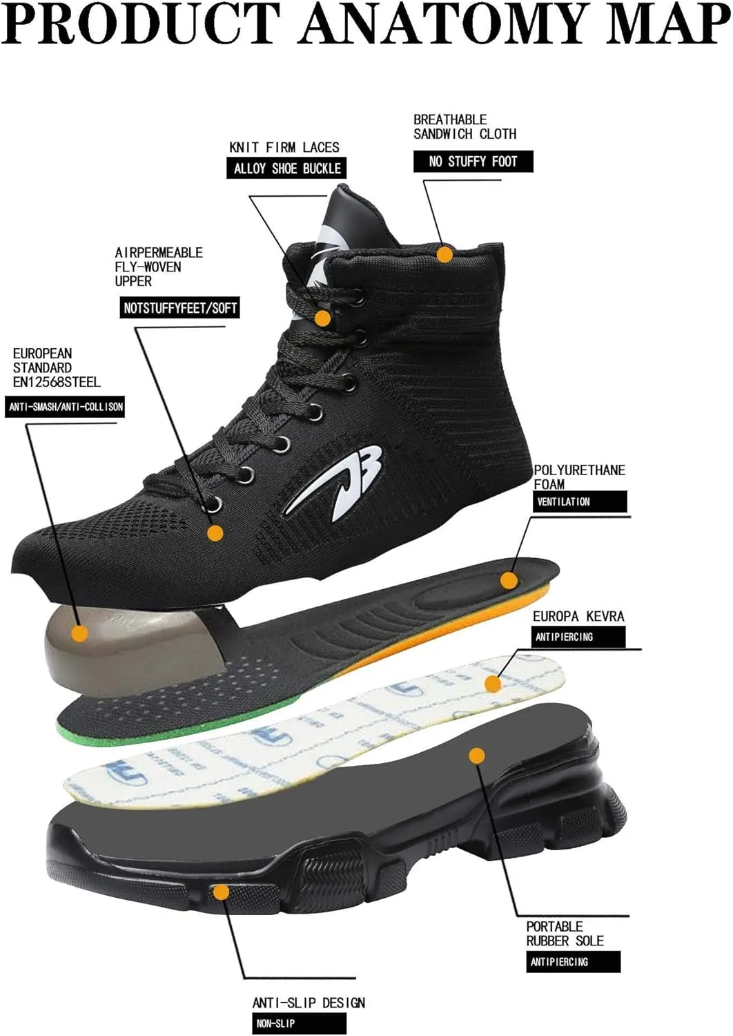 Steel Toe Work Boots for Men Women Lightweight Industrial & Construction Indestructible Safety Comfortable Shoes