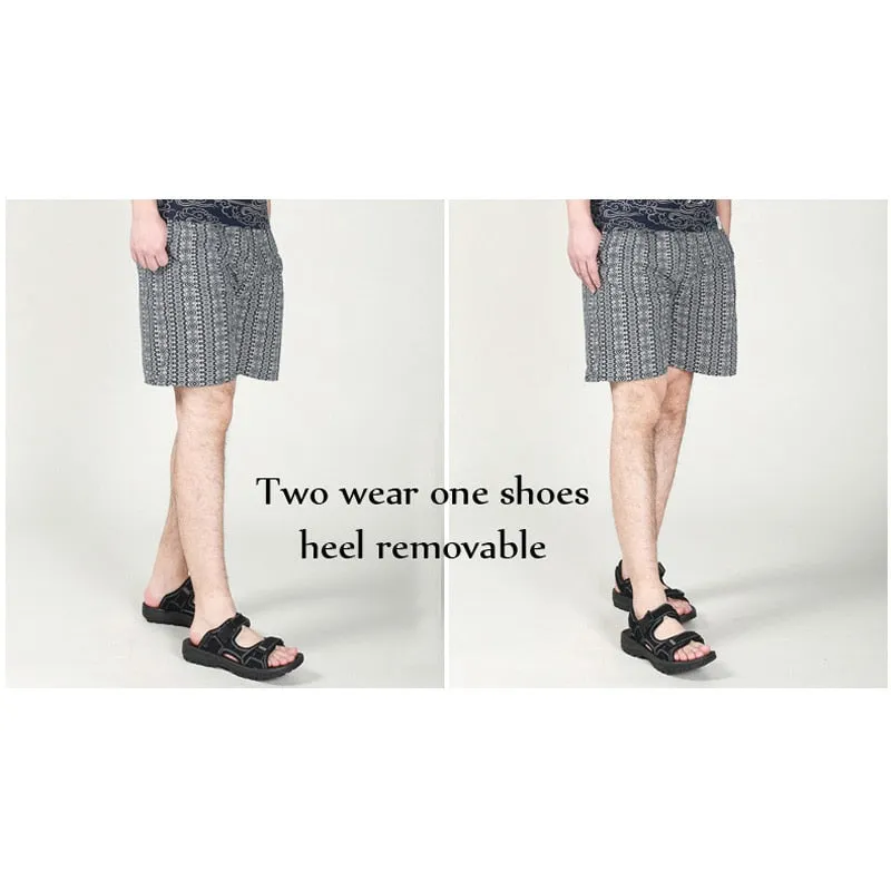 Summer Men Black Beach Shoes Hook Comfortable Slippers For Men