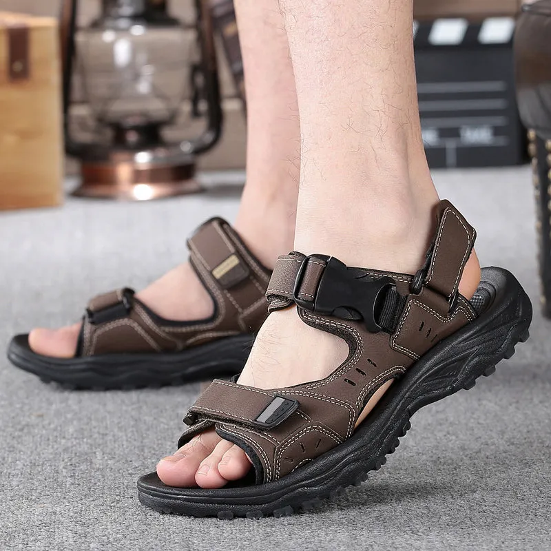 Summer Men Black Beach Shoes Hook Comfortable Slippers For Men