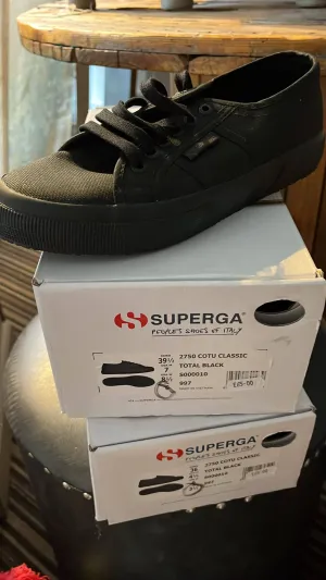Superga Total Black Canvas Trainer - Sizes 3.5
