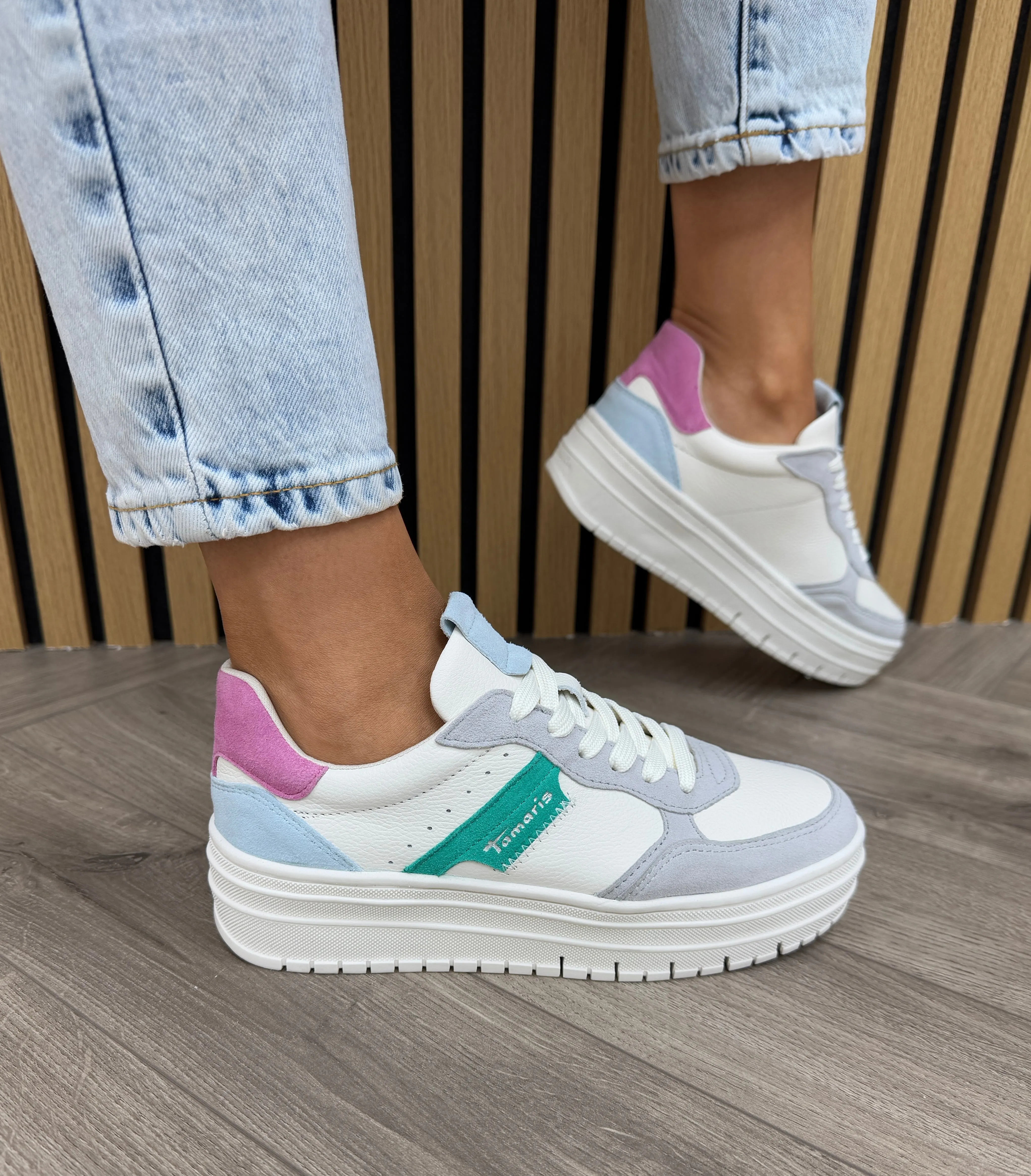Tamaris (SS25) Lace Up Platform Trainer 23773 - Multicolour (T26)