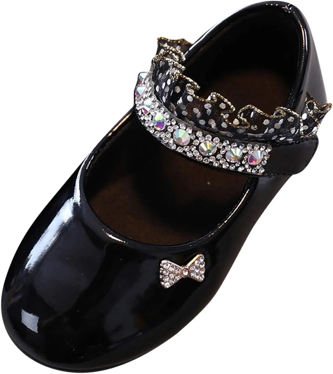 Toddler Baby Girls Dress Shoes Rhinstones Mary Jane Ballet Flats Flower Kids School Party Wedding Shoes