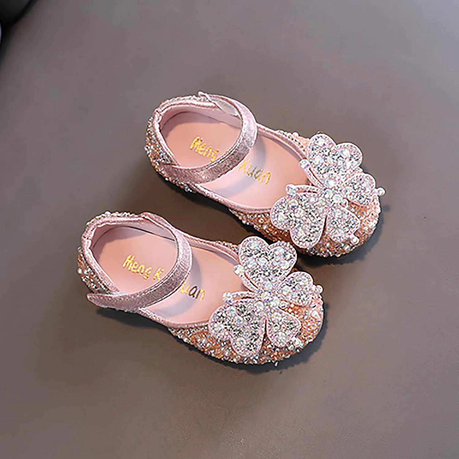 Toddler Bow Beaded Pearl Flower Dress Shoes Baby Girls Kids Strap Dance Sandals Light Breathable Non Slip Ankle