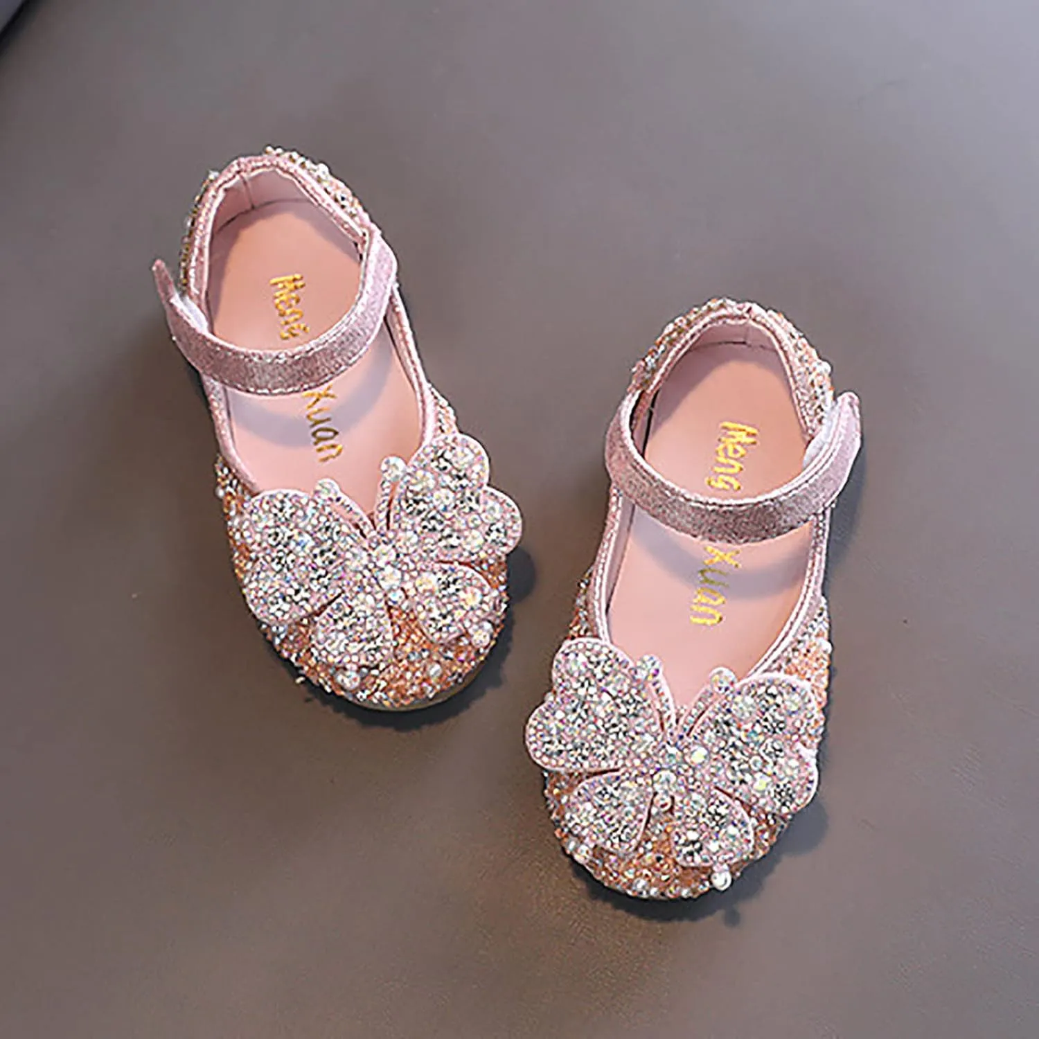 Toddler Bow Beaded Pearl Flower Dress Shoes Baby Girls Kids Strap Dance Sandals Light Breathable Non Slip Ankle