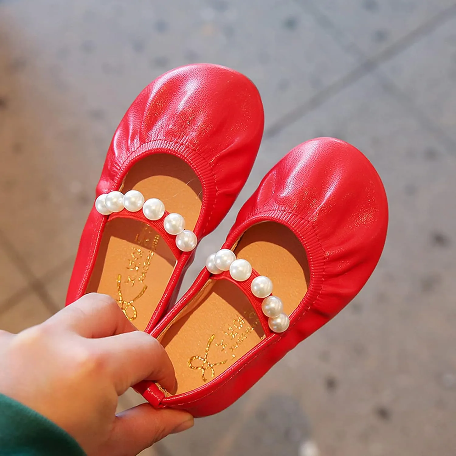 Toddler Flower Girl Dress Shoes Pearls Mary Jane Ballet Flats Party Wedding Toddler Little Kid Shoes