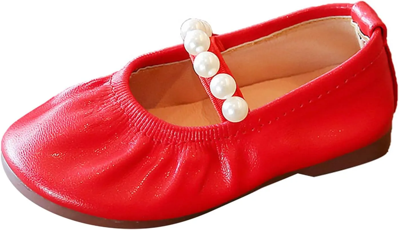 Toddler Flower Girl Dress Shoes Pearls Mary Jane Ballet Flats Party Wedding Toddler Little Kid Shoes