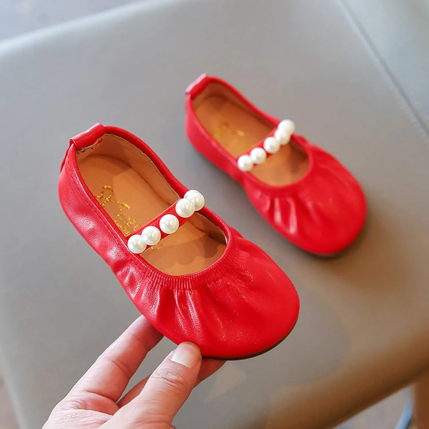 Toddler Flower Girl Dress Shoes Pearls Mary Jane Ballet Flats Party Wedding Toddler Little Kid Shoes