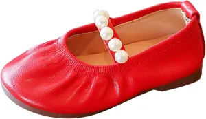 Toddler Flower Girl Dress Shoes Pearls Mary Jane Ballet Flats Party Wedding Toddler Little Kid Shoes