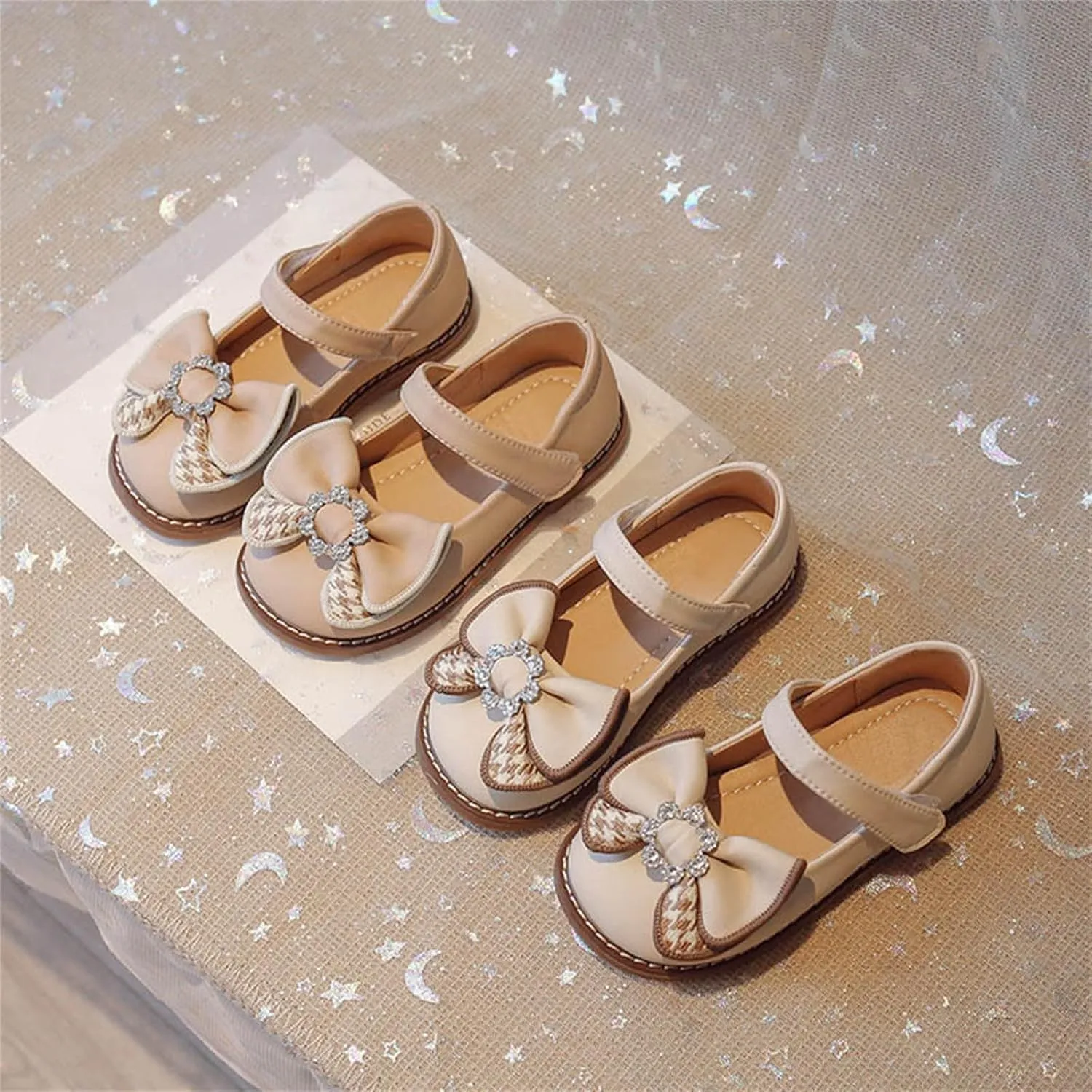 Toddler Flower Girl Dress Shoes Rhinstones Bow Mary Jane Ballet Flats for Wedding Party School Shoes