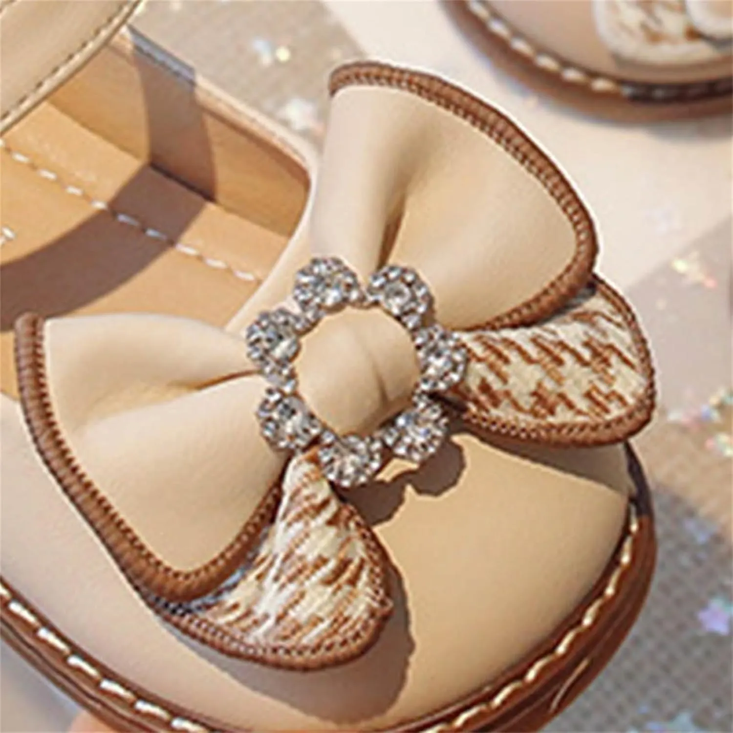 Toddler Flower Girl Dress Shoes Rhinstones Bow Mary Jane Ballet Flats for Wedding Party School Shoes