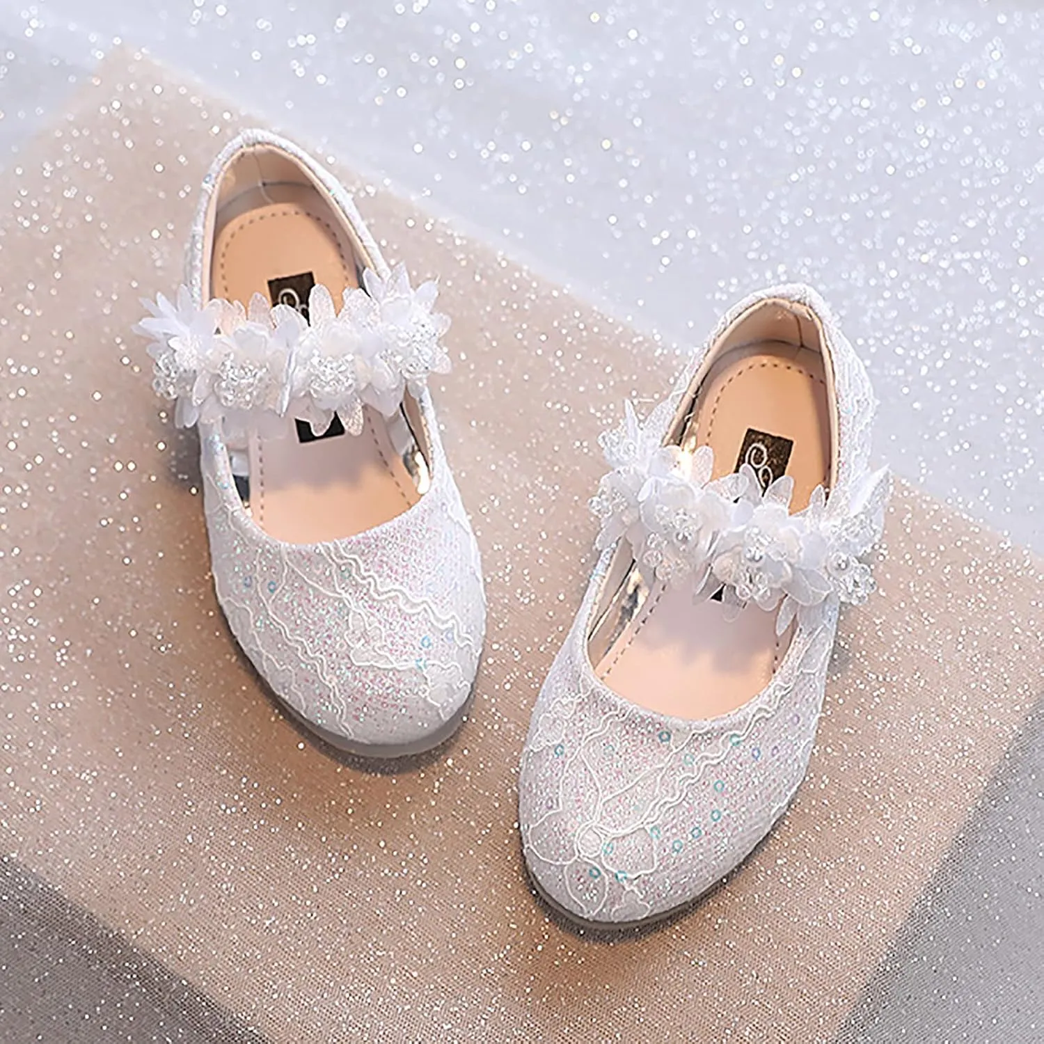 Toddler Flower Girl Dress Shoes Rhinstones Pearls Mary Jane Ballet Flats Wedding Party Toddler Kids Baby Shoes