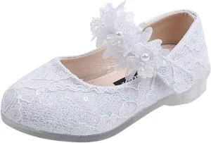 Toddler Flower Girl Dress Shoes Rhinstones Pearls Mary Jane Ballet Flats Wedding Party Toddler Kids Baby Shoes