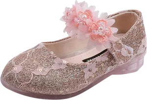 Toddler Flower Girl Dress Shoes Rhinstones Pearls Mary Jane Ballet Flats Wedding Party Toddler Kids Princess Shoes