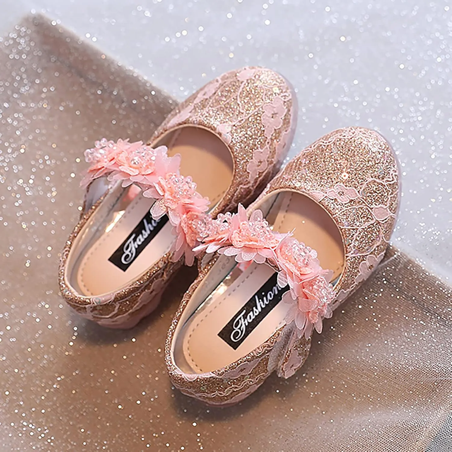 Toddler Flower Girl Dress Shoes Rhinstones Pearls Mary Jane Ballet Flats Wedding Party Toddler Kids Princess Shoes