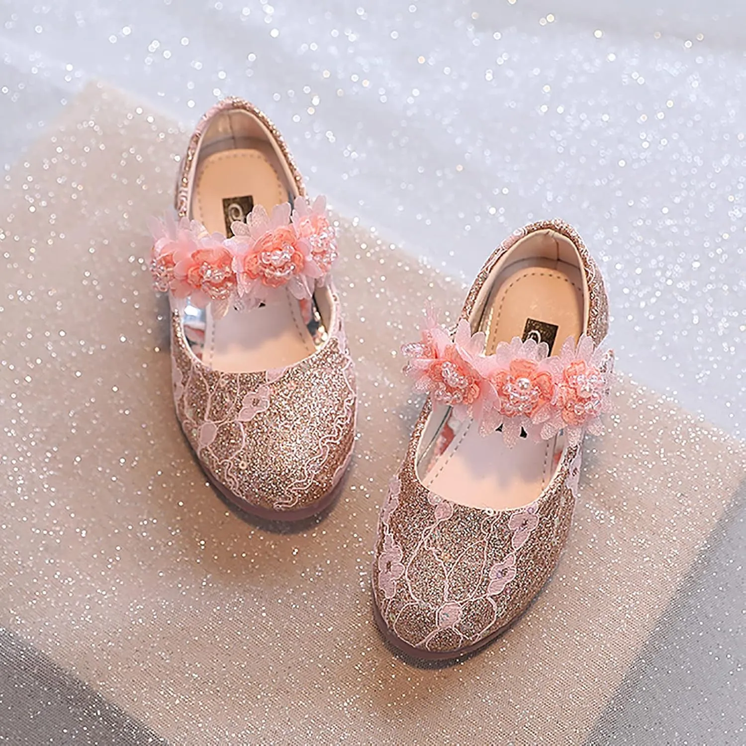 Toddler Flower Girl Dress Shoes Rhinstones Pearls Mary Jane Ballet Flats Wedding Party Toddler Kids Princess Shoes