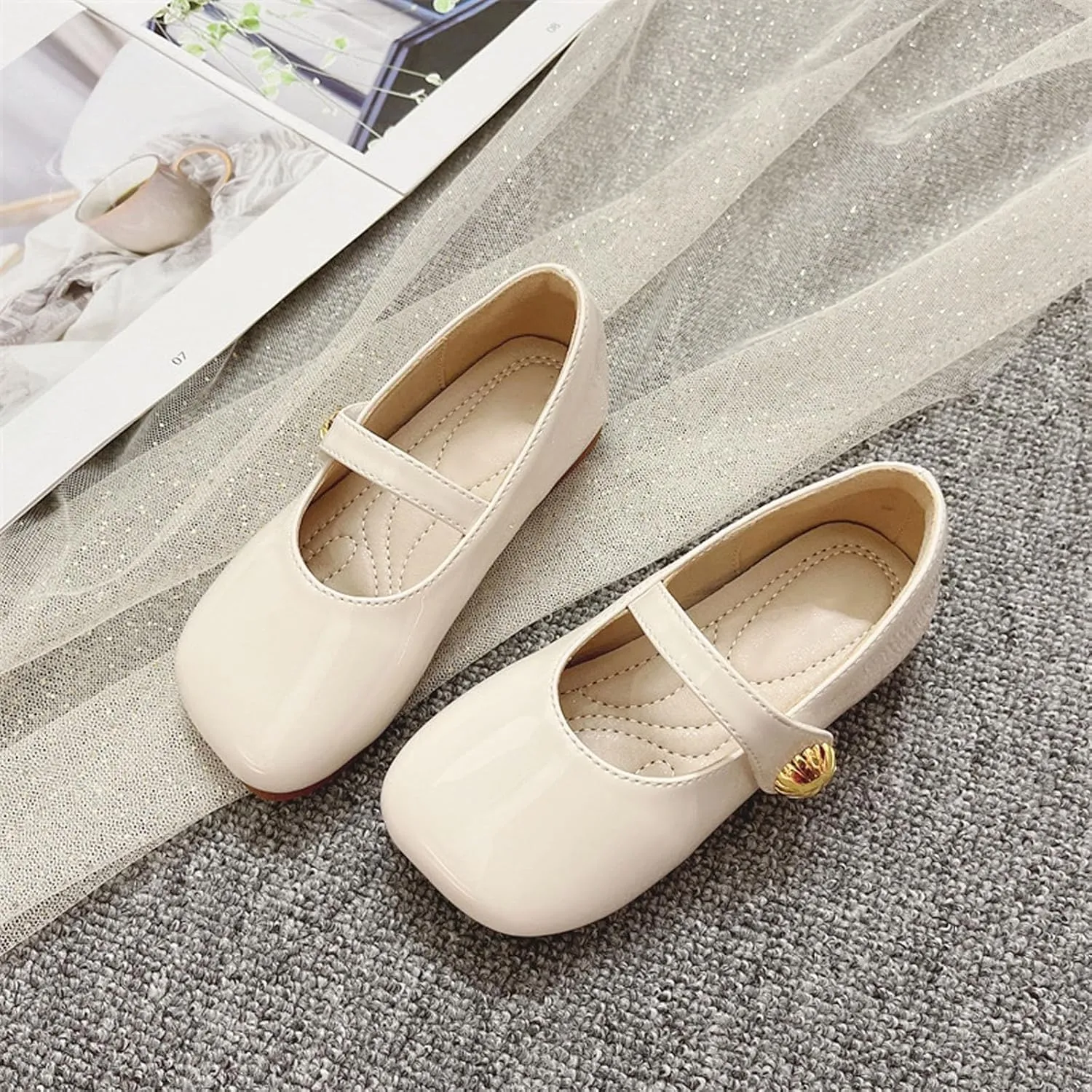 Toddler Girl Dress Shoes Mary Jane Flat with Hook and Loop Straps Girls' Shoes for School, Weddings and Casual Wear 1