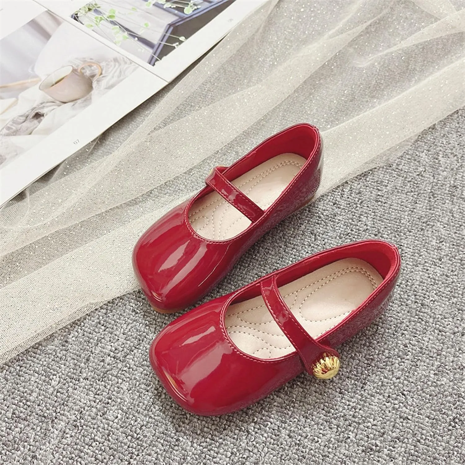 Toddler Girl Dress Shoes Mary Jane Flat with Hook and Loop Straps Girls' Shoes for School, Weddings and Casual Wear 1