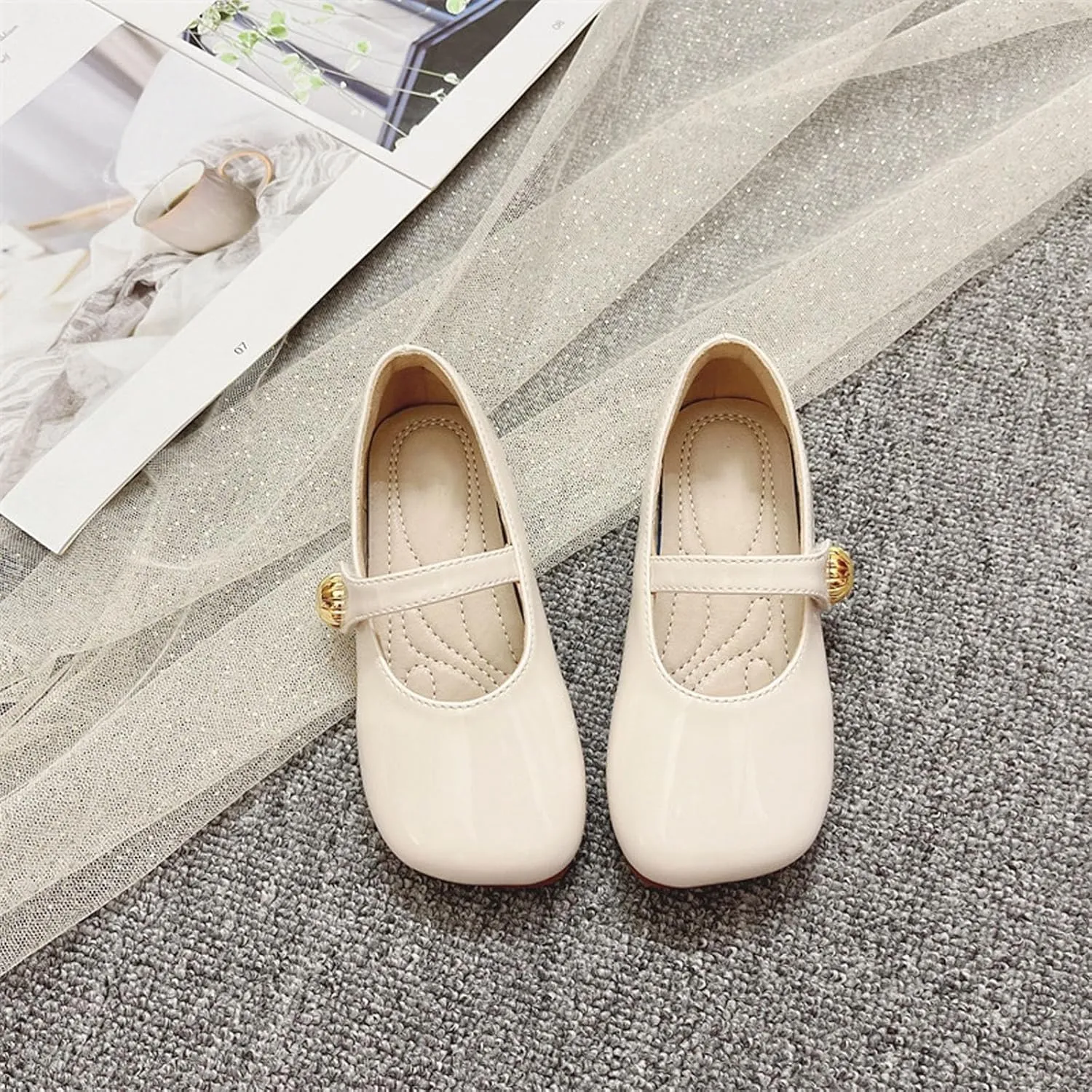 Toddler Girl Dress Shoes Mary Jane Flat with Hook and Loop Straps Girls' Shoes for School, Weddings and Casual Wear 1
