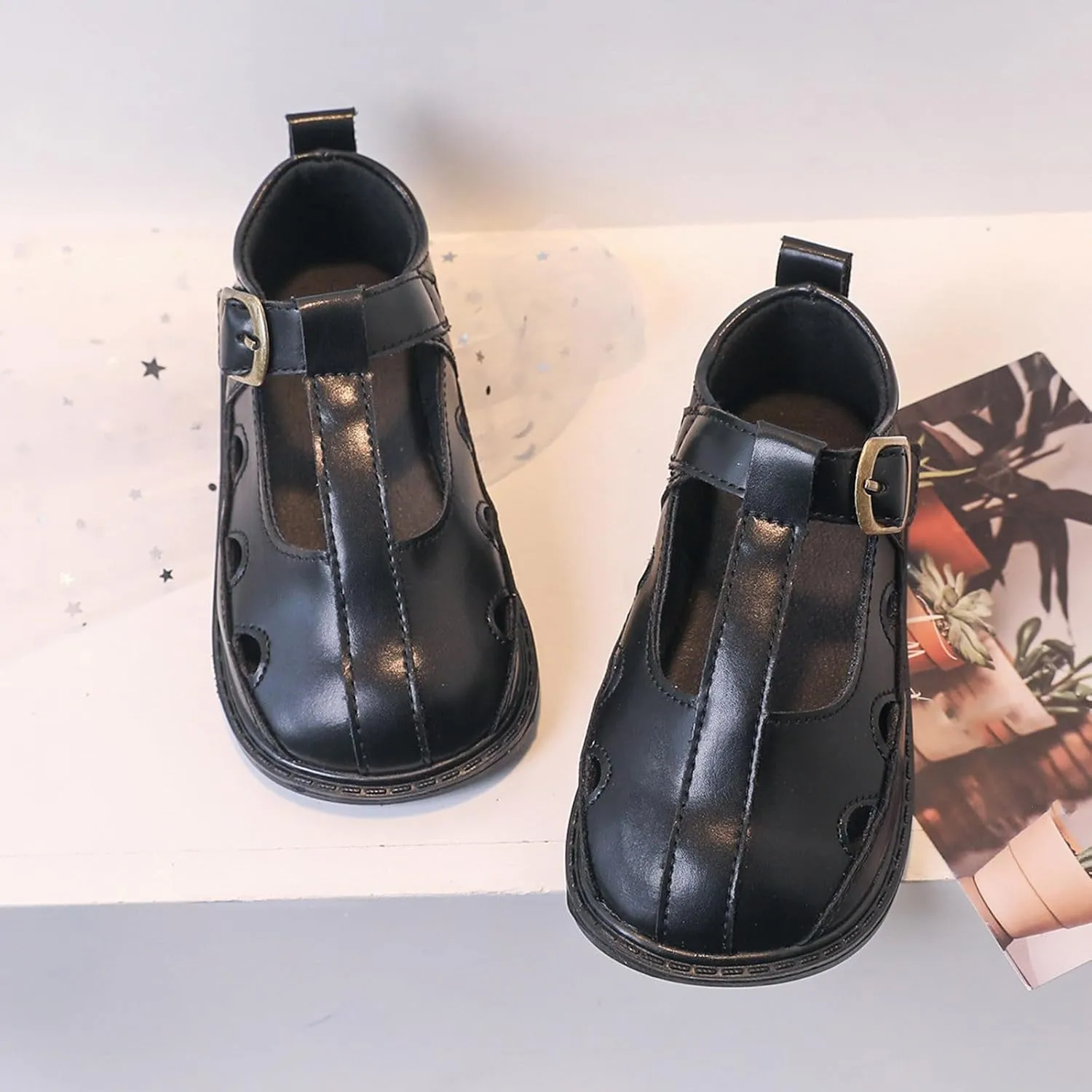 Toddler Girl Mary Jane Dress Shoes Hollowed Slip On Shoes School Oxford Flats for Girl Party Shoes
