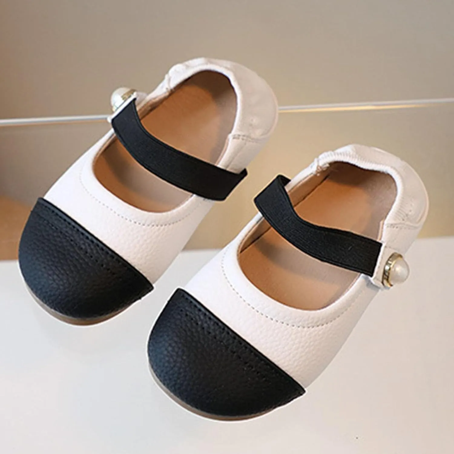 Toddler Girls Dress Shoes Color Block Mary Jane Ballet Flats Flower Girl School Party Wedding Shoes