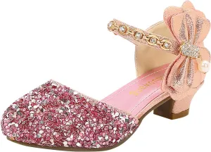 Toddler Girls Mary Jane Dress Shoes Rhinestones Bows Flower Girl Wedding Low Heels Pump Shoes Toddler Sandals Kids