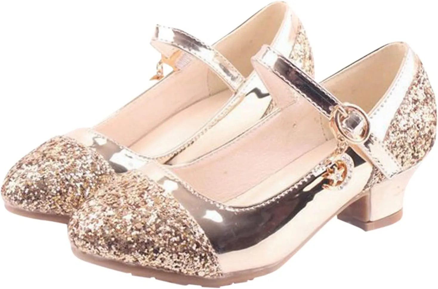 Toddler Girls Mary Jane Dress Shoes Rhinestones Sparkle Flower Girl Wedding Low Heels Toddler Girls Pump Shoes