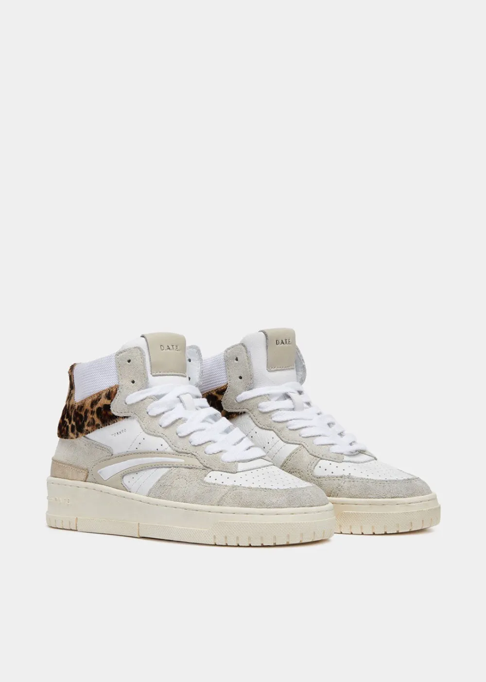 Torneo High Calf Trainers - White Leopard