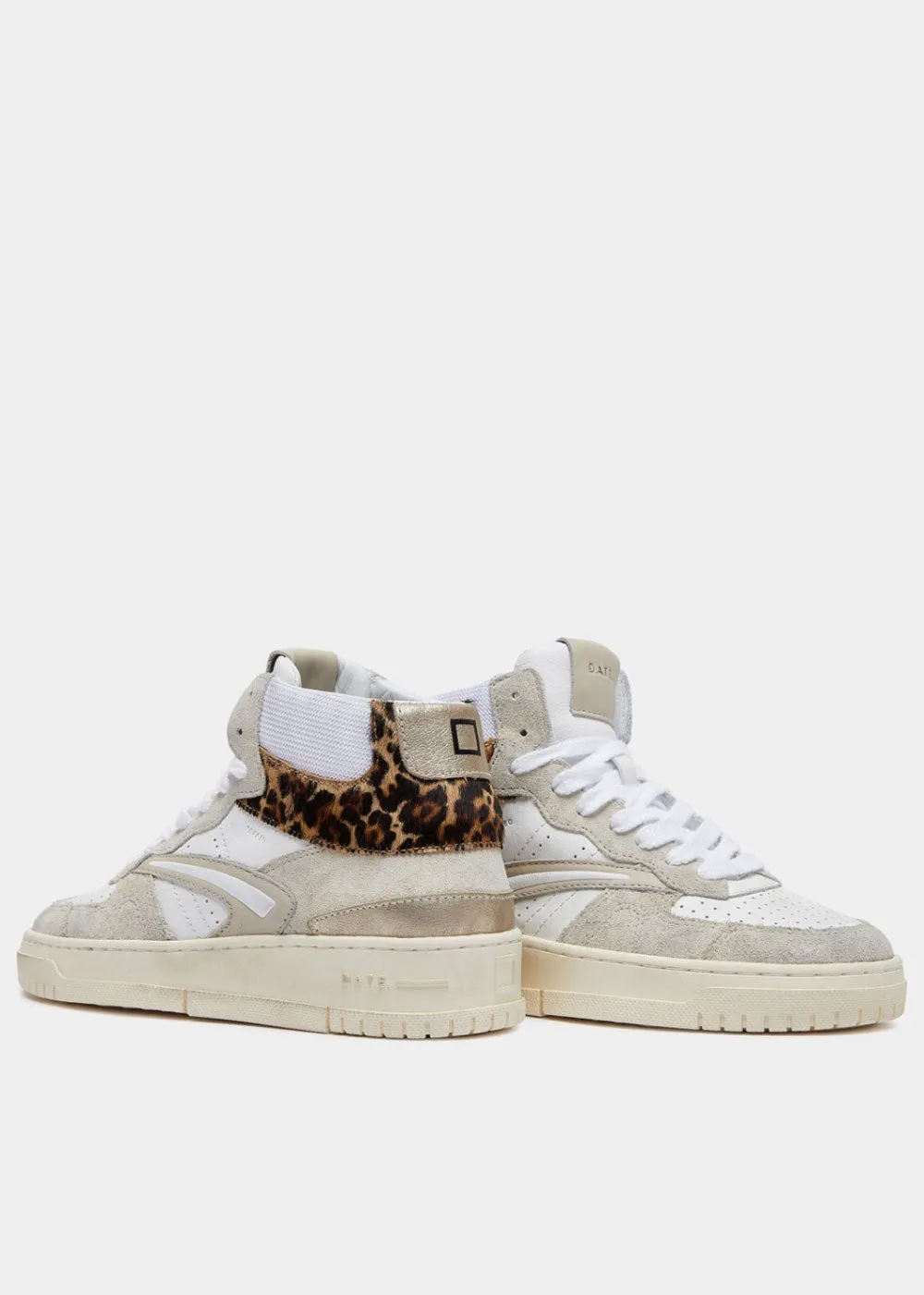 Torneo High Calf Trainers - White Leopard