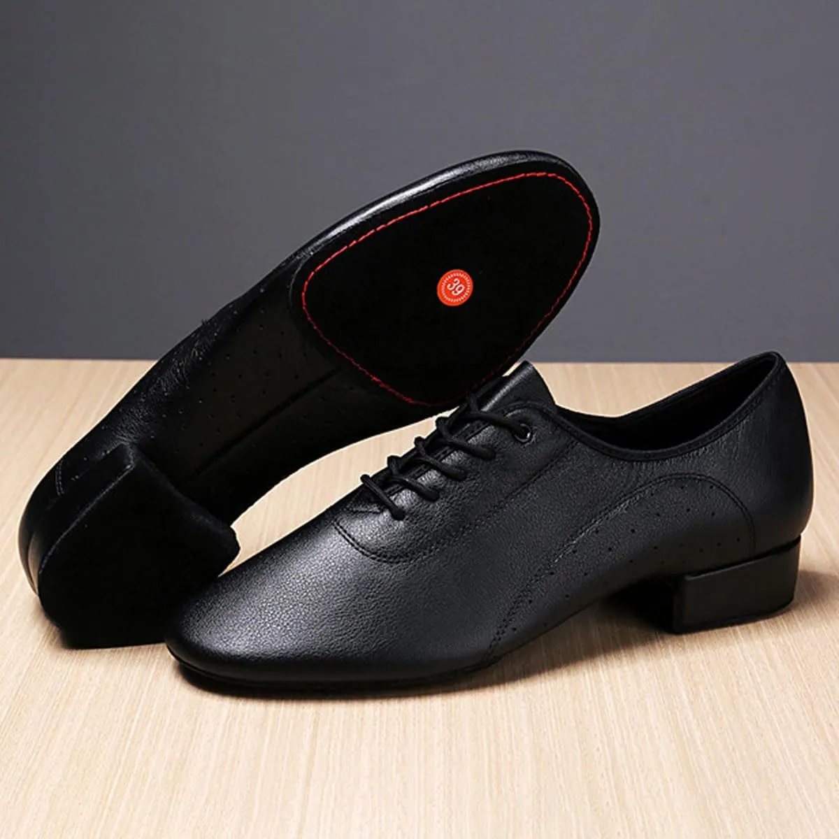 VEACAM Latin Jazz Dance Shoes for Men, Closed Toe Ballroom Dance Sneaker Practice Synthetic Leather Ballroom Dancing Trainers