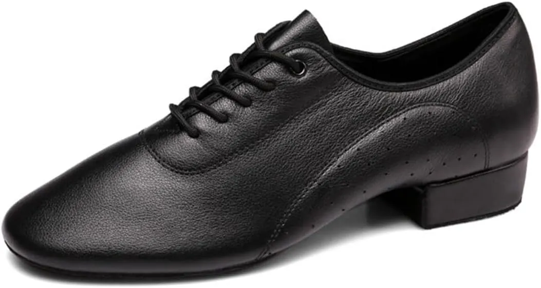 VEACAM Latin Jazz Dance Shoes for Men, Closed Toe Ballroom Dance Sneaker Practice Synthetic Leather Ballroom Dancing Trainers