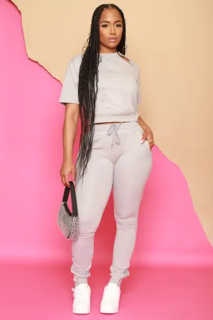 What If T-Shirt Jogger Set - Grey