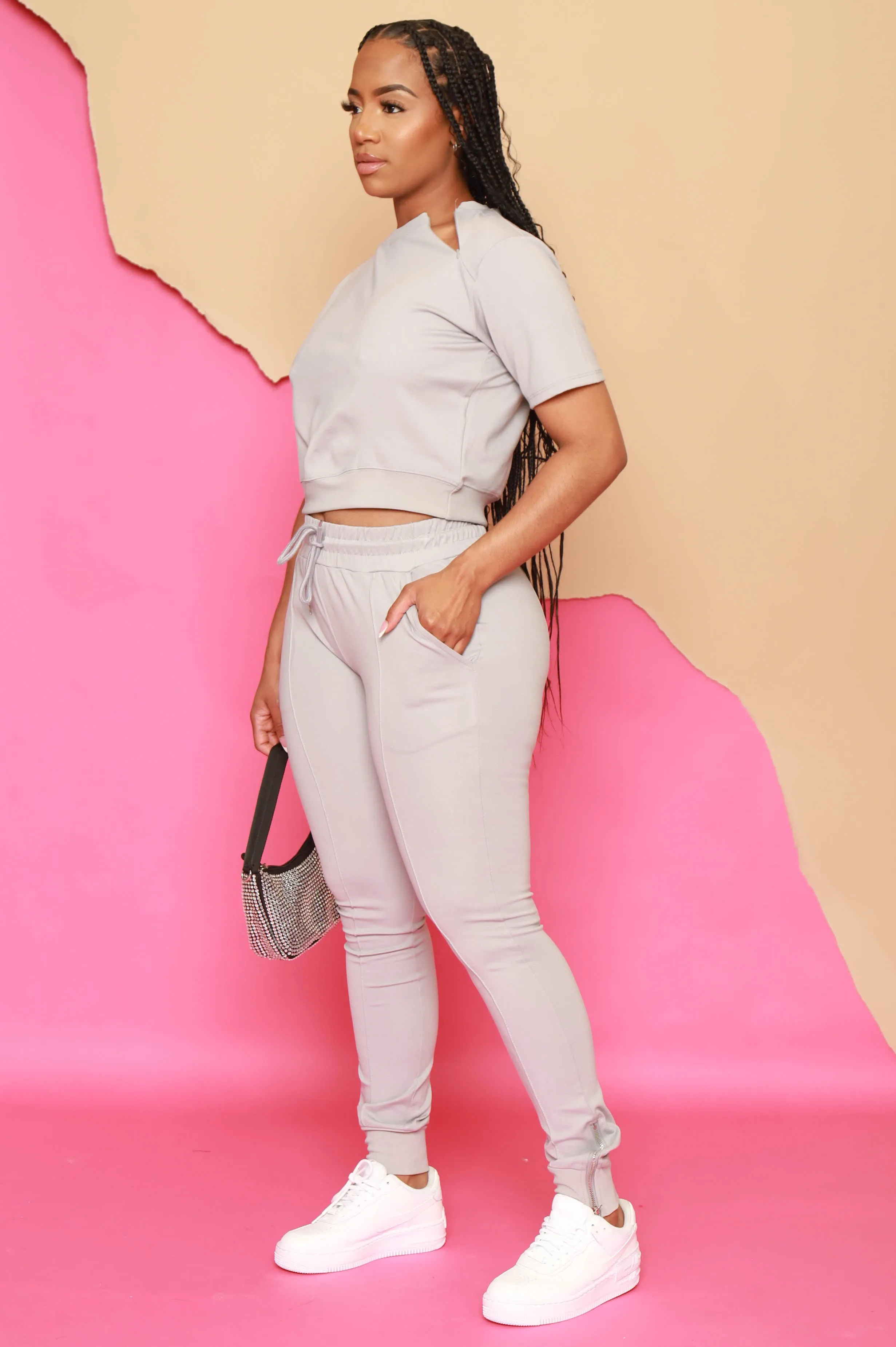What If T-Shirt Jogger Set - Grey