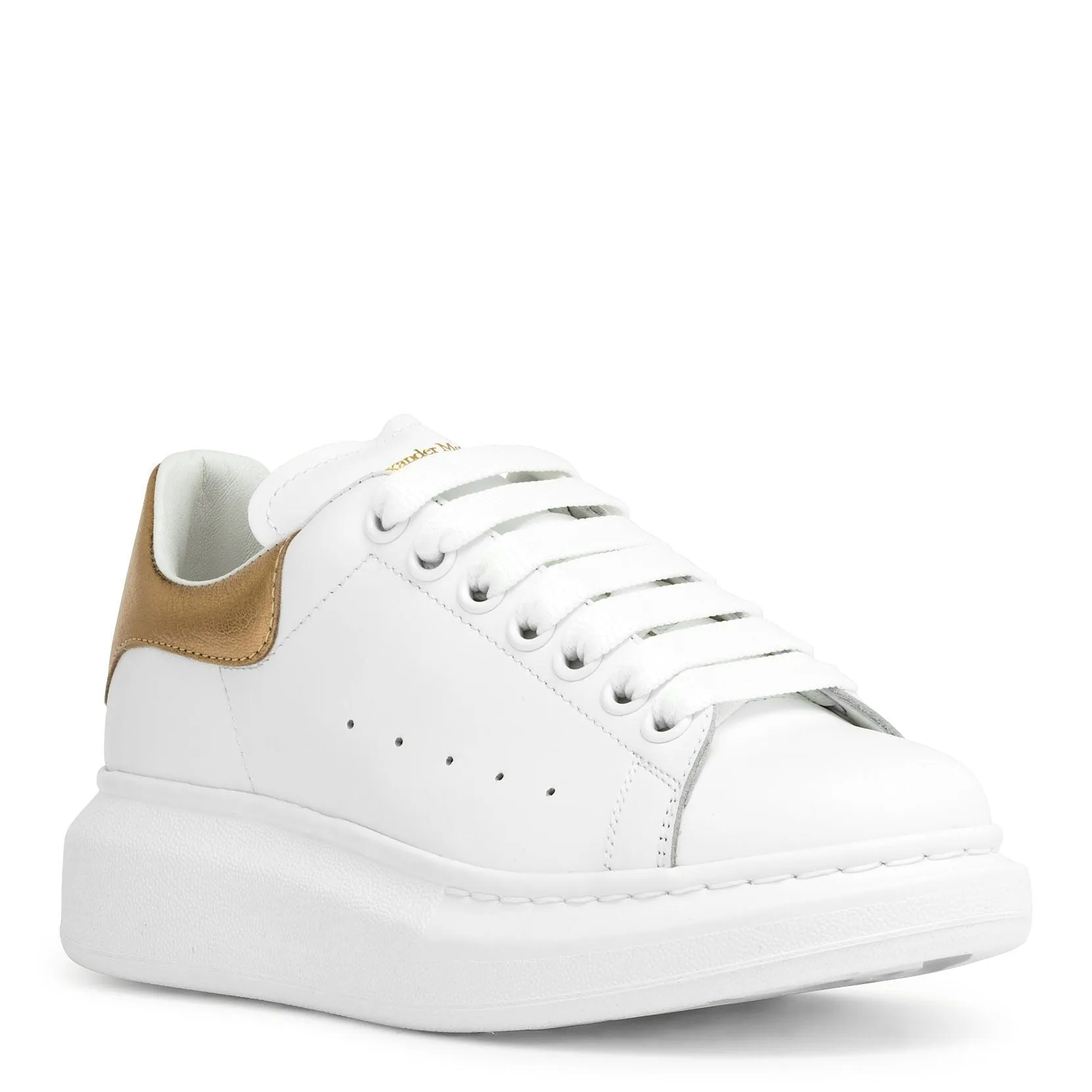 White and gold classic sneakers