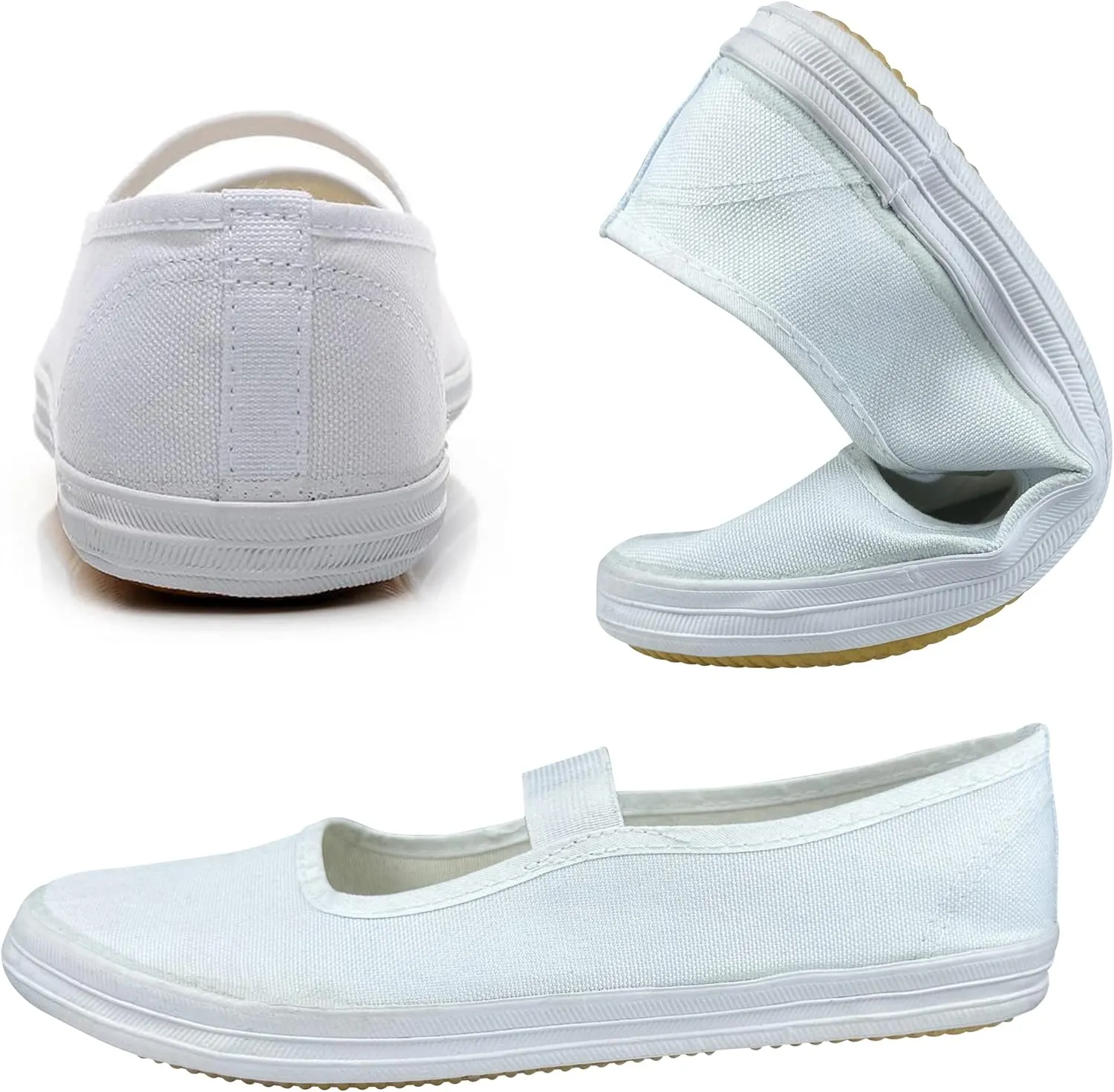 Women Canvas Slip On Shoes White Lightweight Casual Loafers Flat Shoes